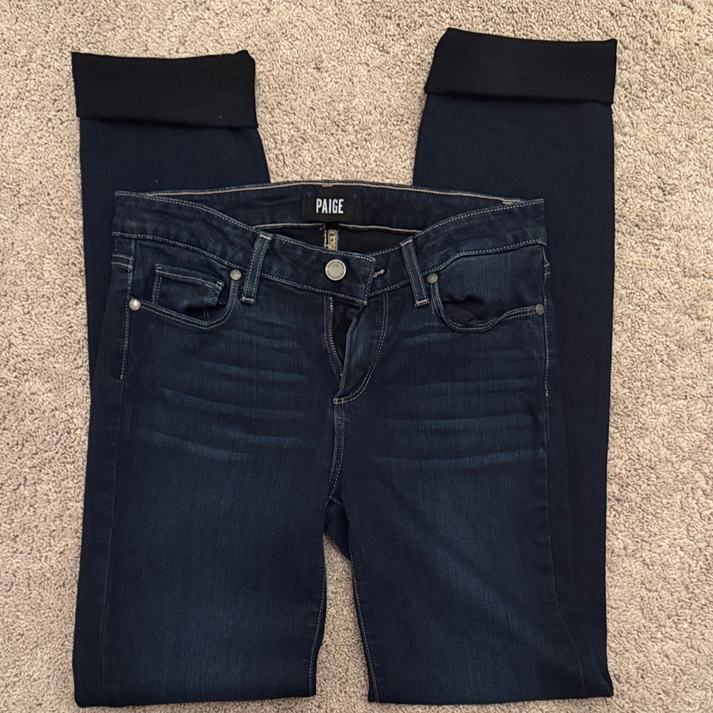 PAIGE Women's Blue Skinny Jeans skyline straight 27
